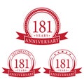181 years anniversary celebration logotype. 181st anniversary logo collection. Set of anniversary design template. Royalty Free Stock Photo
