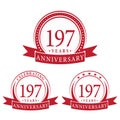 197 years anniversary celebration logotype. 197th anniversary logo collection. Set of anniversary design template. Royalty Free Stock Photo