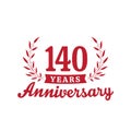 140 years anniversary celebration logotype. 140th anniversary logo. Vector and illustration.