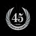 45 years anniversary design template. Elegant anniversary logo design. Forty-five years logo.