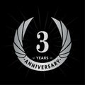3 years anniversary design template. Elegant anniversary logo design. Three years logo. Royalty Free Stock Photo