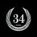 34 years anniversary design template. Elegant anniversary logo design. Thirty-four years logo. Royalty Free Stock Photo