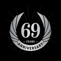 69 years anniversary design template. Elegant anniversary logo design. Sixty-nine years logo. Royalty Free Stock Photo