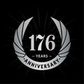 176 years anniversary design template. Elegant anniversary logo design. 176 years logo. Royalty Free Stock Photo