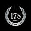 178 years anniversary design template. Elegant anniversary logo design. 178 years logo. Royalty Free Stock Photo