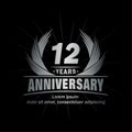 12 years anniversary. Elegant anniversary design. 12th years logo. Royalty Free Stock Photo
