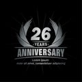 26 years anniversary. Elegant anniversary design. 26th years logo. Royalty Free Stock Photo