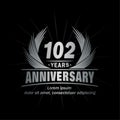 102 years anniversary. Elegant anniversary design. 102nd years logo. Royalty Free Stock Photo