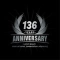 136 years anniversary. Elegant anniversary design. 136th years logo.