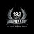 192 years anniversary. Elegant anniversary design. 192nd years logo. Royalty Free Stock Photo