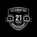 21 years anniversary celebration shield design template. 21st anniversary logo. Vector and illustration. Royalty Free Stock Photo
