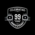 99 years anniversary celebration shield design template. 99th anniversary logo. Vector and illustration. Royalty Free Stock Photo