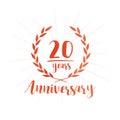 20 years anniversary design template. Twenty years anniversary celebrating design template. Royalty Free Stock Photo