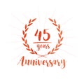 45 years anniversary design template. Forty-five years anniversary celebrating design template.