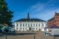 Ystad, Sweden - 24, Aug 2022: Smaller town square with commerce and tents selling various things on a sunny summer day. Ukraine Royalty Free Stock Photo