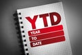 YTD - Year To Date acronym