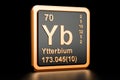 Ytterbium Yb chemical element. 3D rendering