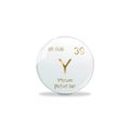 3D-Illustration, Yttrium symbol - Y. Element of the periodic table on white ball with golden signs. White background Royalty Free Stock Photo