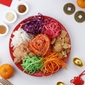 Yu Sheng Lo Hei Ye Sang Prosperity Tost, Raw Fish Salad for Chinese New Year Royalty Free Stock Photo