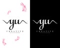 Yu, uy creative handwriting letter logo design vector