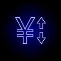 yuan arrow up down icon in neon style. Element of finance illustration. Signs and symbols icon can be used for web, logo, mobile Royalty Free Stock Photo