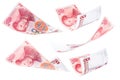 100 yuan banknotes falling together, Renminbi or rmb, draw concept, big luck, payment, millionaire prize