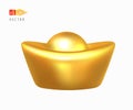 Yuan Bao Chinese Gold Currency. Traditional gift decoration for the Chinese New Year. Imperial Golden Ingot YuanBao. Realistic 3d