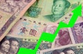 YUAN Chinese Currency RISING Royalty Free Stock Photo