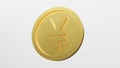 Yuan currency gold coin , 3D rendering