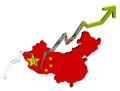 Yuan graph on china map flag Royalty Free Stock Photo