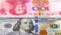 Yuan vs Dollar bank notes concept Royalty Free Stock Photo