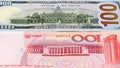 Yuan vs Dollar bank notes concept Royalty Free Stock Photo