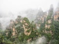 Yuanjiajie Scenic Area with clouds and mist, Wulingyuan, Zhangjiajie National Forest Park, Hunan Province, China, Asia Royalty Free Stock Photo