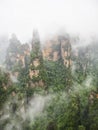 Yuanjiajie Scenic Area with clouds and mist, Wulingyuan, Zhangjiajie National Forest Park, Hunan Province, China, Asia Royalty Free Stock Photo