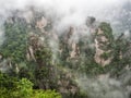 Yuanjiajie Scenic Area with clouds and mist, Wulingyuan, Zhangjiajie National Forest Park, Hunan Province, China, Asia Royalty Free Stock Photo