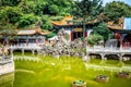 Yuantong Buddhist temple view with buildings and water pond Kunming Yunnan China Royalty Free Stock Photo