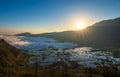 Yuanyang rice terrace at sunrise, Yunnan province, China Royalty Free Stock Photo