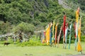 YUBENG, CHINA - Aug 9 2014: Prayer flag at Yubeng Village. a famous landmark in the Tibetan village of Deqin, Yunnan, China.