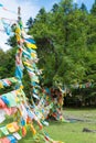 YUBENG, CHINA - Aug 9 2014: Prayer flag at Yubeng Village. a famous landmark in the Tibetan village of Deqin, Yunnan, China.