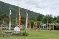 YUBENG, CHINA - Aug 9 2014: Prayer flag at Yubeng Village. a famous landmark in the Tibetan village of Deqin, Yunnan, China.