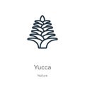Yucca icon. Thin linear yucca outline icon isolated on white background from nature collection. Line vector yucca sign, symbol for