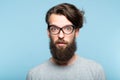 Yuck disgusted bearded hipster glasses quirky man Royalty Free Stock Photo