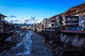 View to the mount River in the Small Station City near Nagano