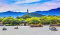 Yue Feng Pagoda Lake Boats Summer Palace Beijing, China Royalty Free Stock Photo