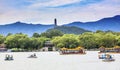 Yue Feng Pagoda Lake Boats Summer Palace Beijing China Royalty Free Stock Photo