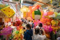 Selling traditional mid autumn lantern in wet market in Hong Kong