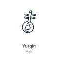 Yueqin outline vector icon. Thin line black yueqin icon, flat vector simple element illustration from editable music and