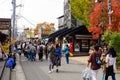 Yufuin, Japan - November 17, 2019 : Many people walking along the famous tourist location in Yufuin