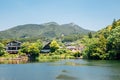 Yufuin Kinrinko, Kinrin lake and forest in Japan Royalty Free Stock Photo