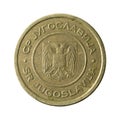 5 yugoslav dinar coin 2002 reverse isolated Royalty Free Stock Photo